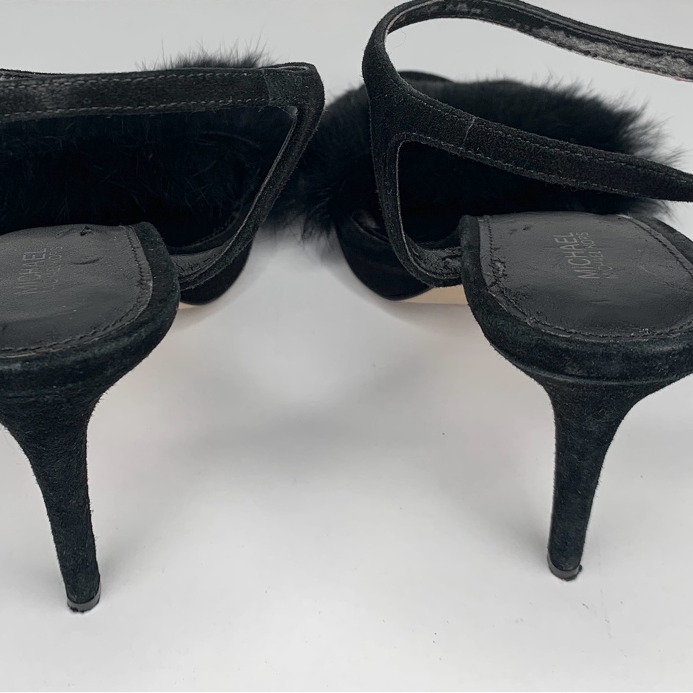 Michael Kors Black Fur Heeled Sandals - Picture 4 of 6